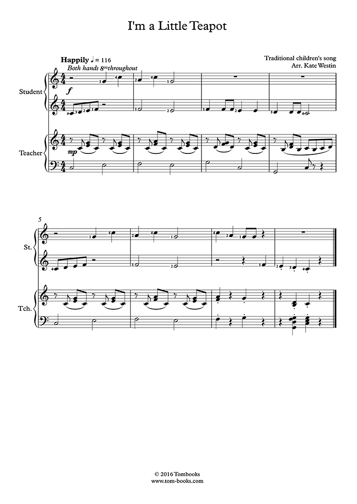 I'm a Little Teapot (professoraluno) (Traditional) Partitura para Piano